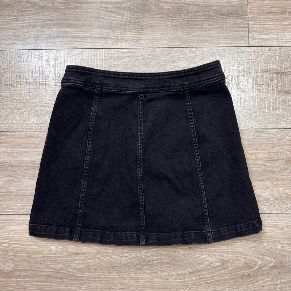 Madewell Black Denim A-Line Mini Skirt Stretch Patch Pocket Women's 6 Small - Picture 6 of 6